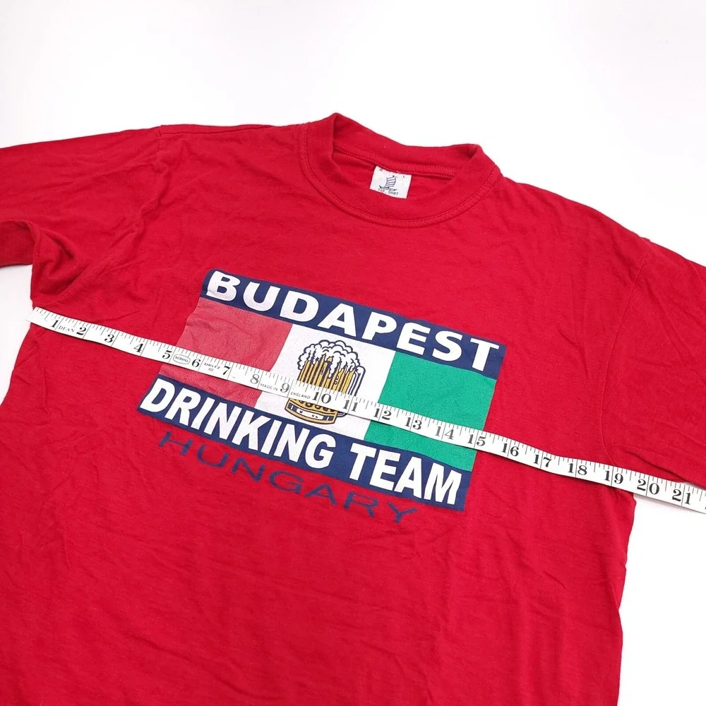 Beer T-Shirt‎ BUDAPEST DRINKING TEAM Hungary Flag Red Sz Large